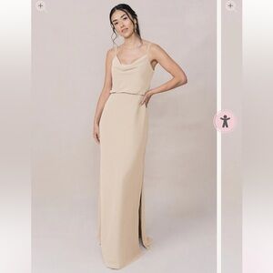 Revelry Skye Chiffon Dress Champagne - 8